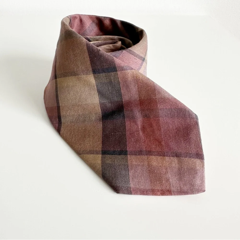 YSL Yves Saint Laurent Men’s vintage tie plaid silk